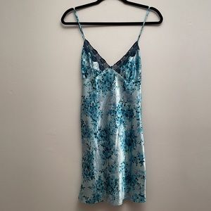 Secret Treasures Mini Satin Slip Dress Blue Lacey Small